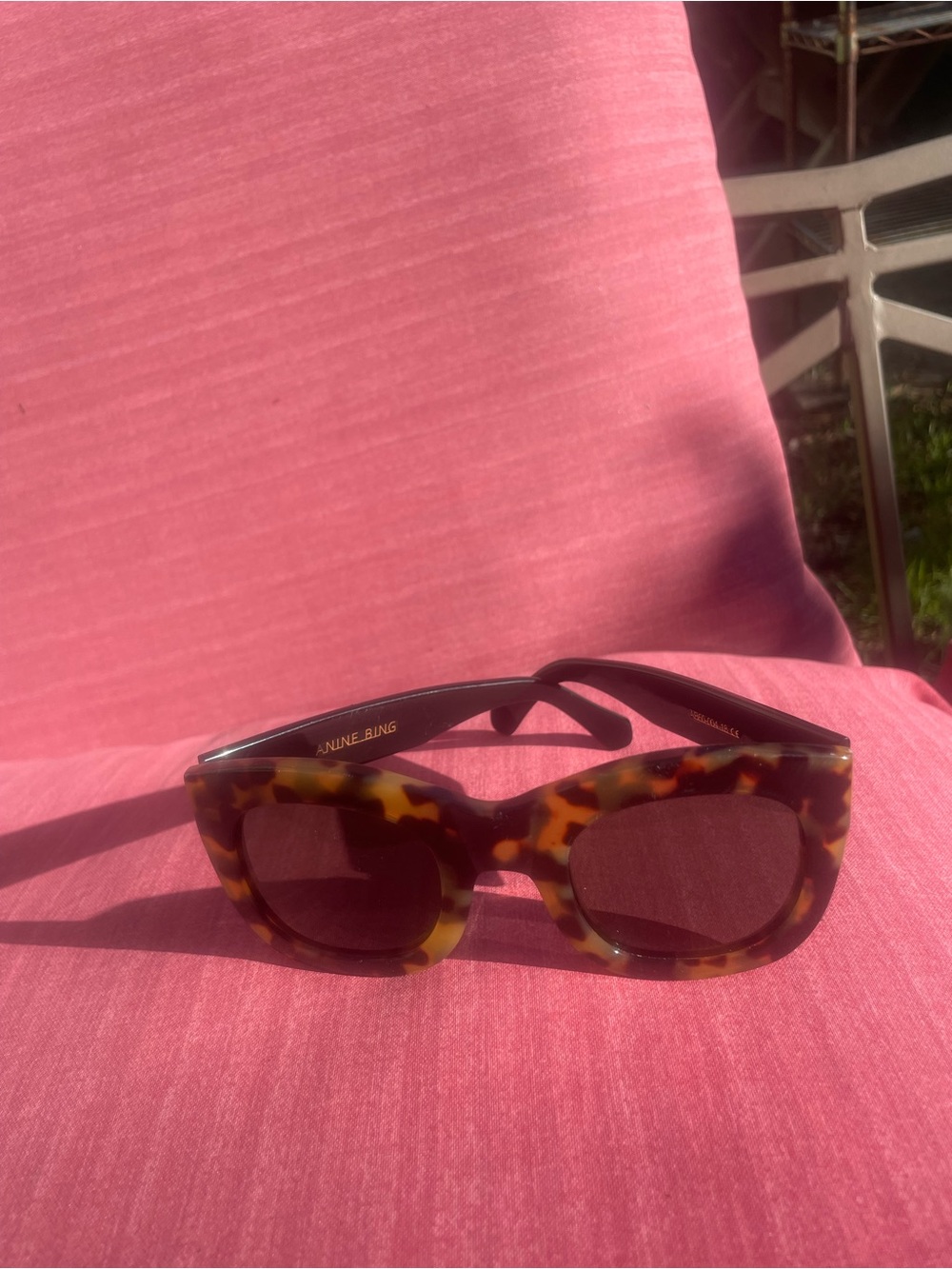 Anine Bing Tortoiseshell Sunglasses with Dark Lenses